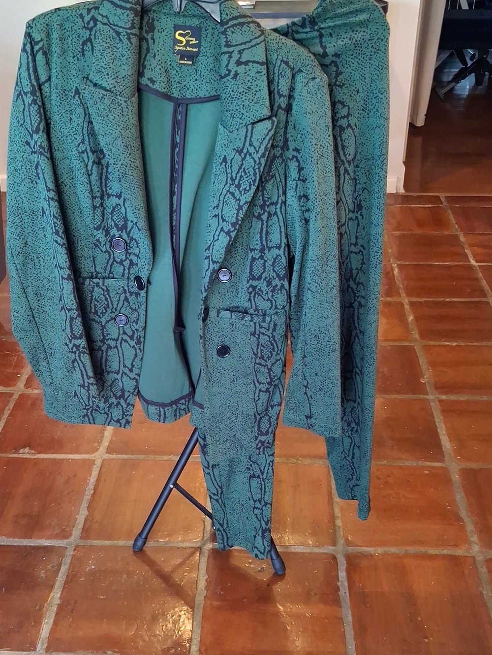 Serena WILLIAMS Green Snake-Print Double-Breasted Blazer & Pants